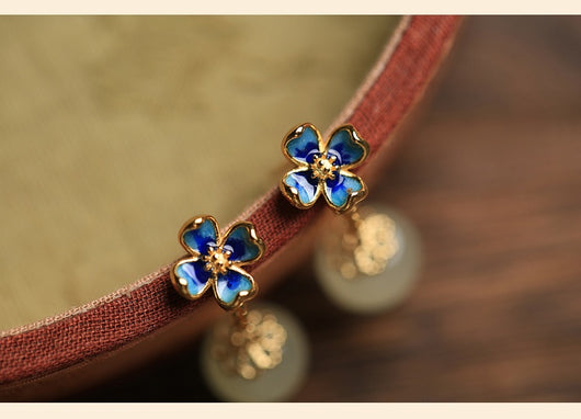 Aretes de Trébol de Cuatro Hojas con Flor para Dama - Image 14