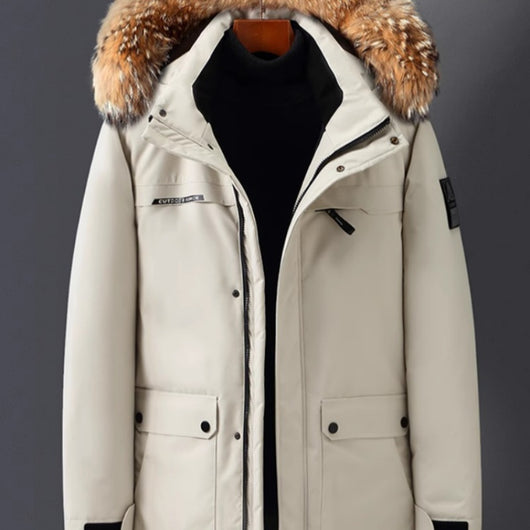Chaqueta Acolchada de Plumón de Pato para Hombre con Cuello de Piel - Image 31