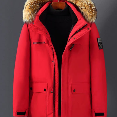 Chaqueta Acolchada de Plumón de Pato para Hombre con Cuello de Piel - Image 33