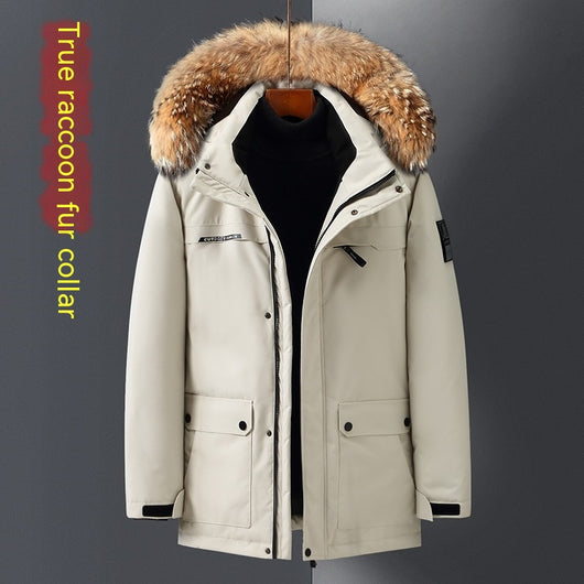 Chaqueta Acolchada de Plumón de Pato para Hombre con Cuello de Piel - Image 34