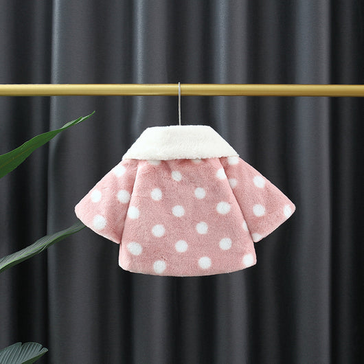 Abrigo Infantil Invierno con Cuello de Pelaje y Lunares - Image 9