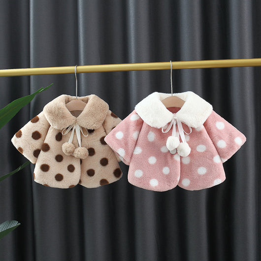 Abrigo Infantil Invierno con Cuello de Pelaje y Lunares - Image 12