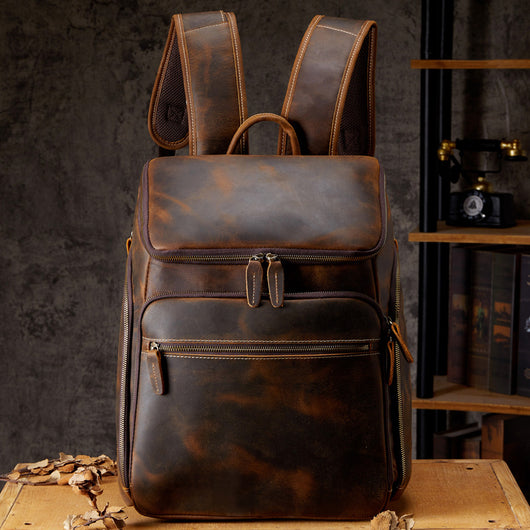 Mochila de Cuero Vintage para Hombre - Bolso de Viaje y Trabajo - Image 7