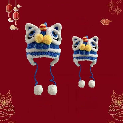 Pack Gorro de Lana Tejido a Mano León Estrella Mamá e Hijo Invierno - Image 23