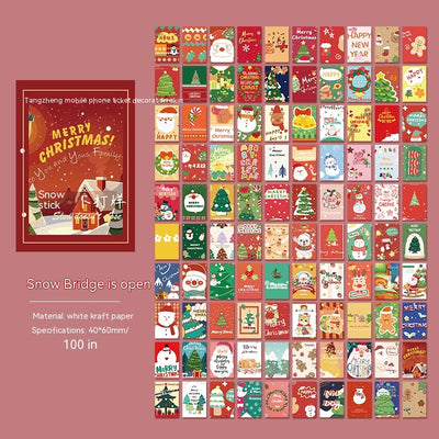 100 mini retro Christmas paper notes featuring vintage illustrations of Santa, snowmen, and holiday scenes. - Image 15