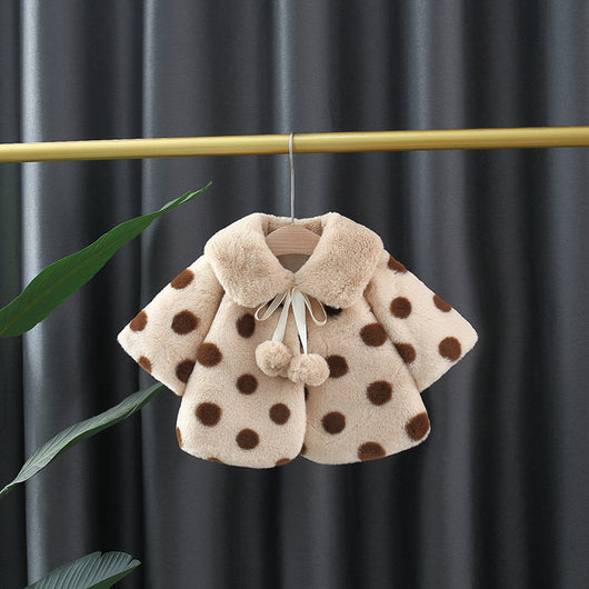 Abrigo Infantil Invierno con Cuello de Pelaje y Lunares - Image 15