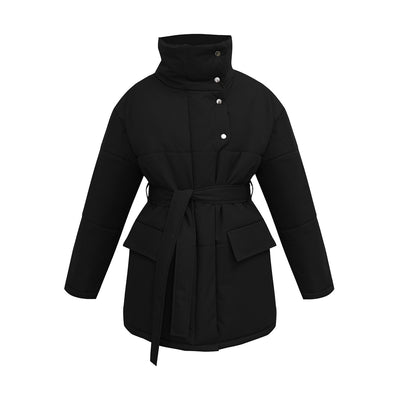Abrigo Acolchado de Algodón con Cuello Alto - Corte Irregular Midi - Image 12