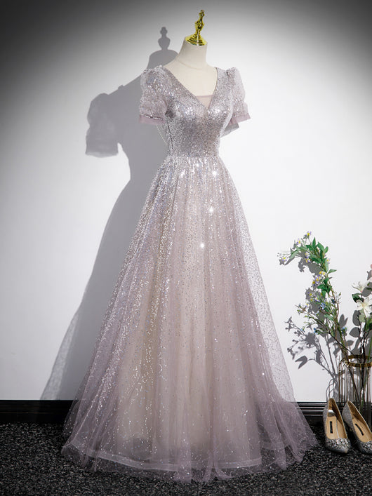 Vestido Princesa Francés Escote en V Plateado para Mujer - Image 16