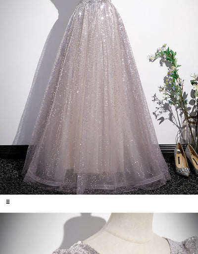 Vestido Princesa Francés Escote en V Plateado para Mujer - Image 19