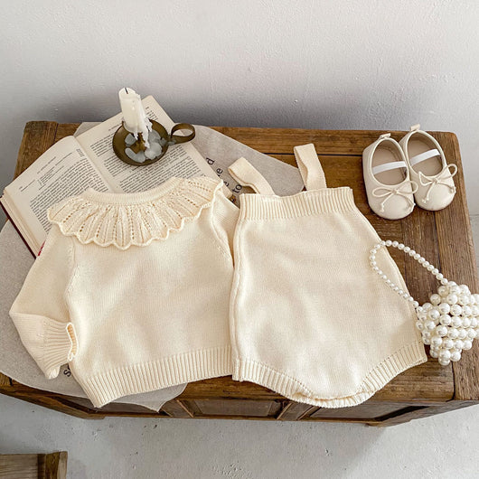 Conjunto de Punto para Bebé con Cuello de Loto Bordado - Ropa de Otoño - Image 15