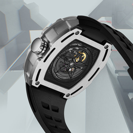 Reloj Mecánico Automático Hueco Diseño Barril para Hombre - Image 13