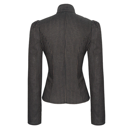 Camisa Vintage Patchwork con Cuello Parado Slim para Mujer - Image 6