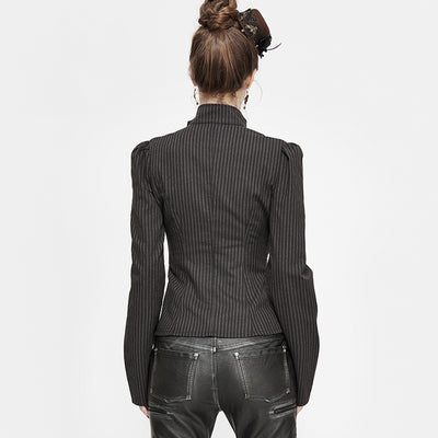Camisa Vintage Patchwork con Cuello Parado Slim para Mujer - Image 10