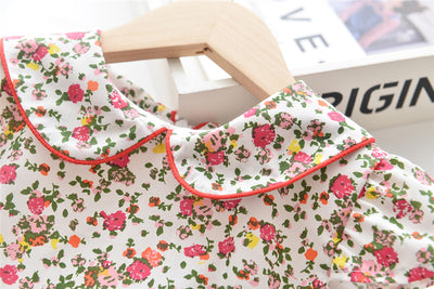 Vestido Infantil Floral con Mangas Volantes y Cuello Solapa - Image 3