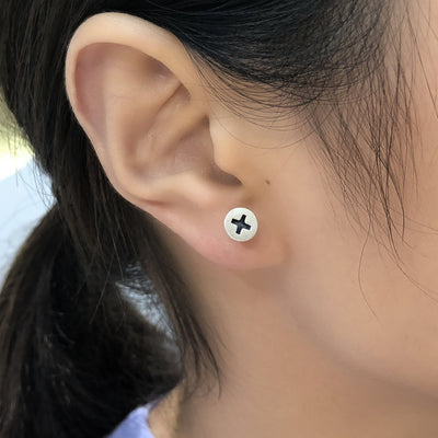 Aretes Punk Hip Hop Plata Tailandesa con Tornillos y Tachuelas - Image 14