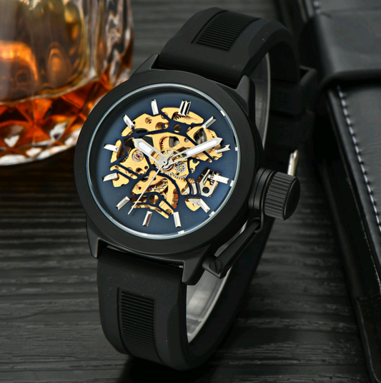 Reloj Automático de Acero Hueco para Hombre - Elegancia Empresarial con Esfera Luminosa