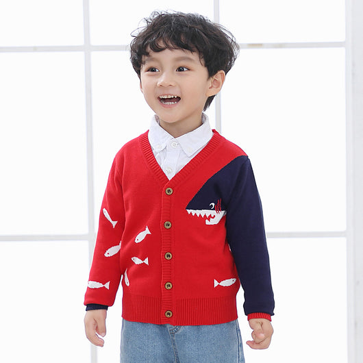 Suéter con Cuello en V para Niños - Diseño Pececitos - Image 3