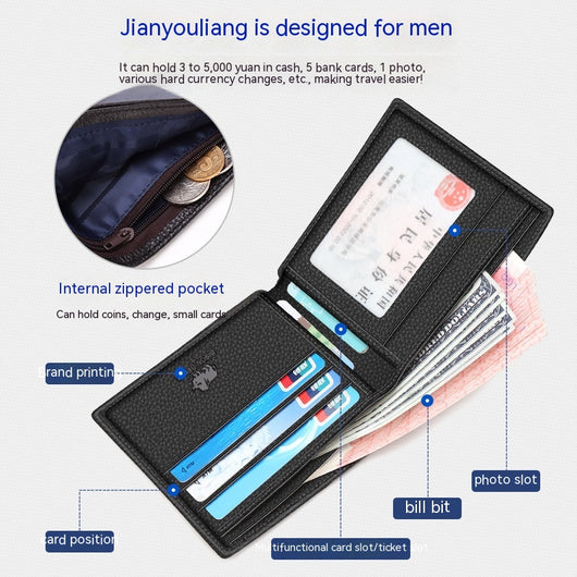 Cartera Corta para Hombre en Cuero Genuino con Múltiples Compartimientos - Image 11
