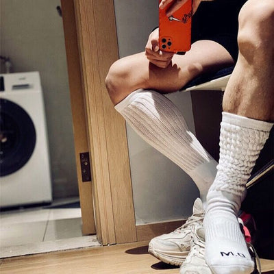 Calcetines Largos Deportivos de Algodón Terry Transpirable para Hombre - Image 15
