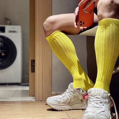 Calcetines Largos Deportivos de Algodón Terry Transpirable para Hombre - Image 17