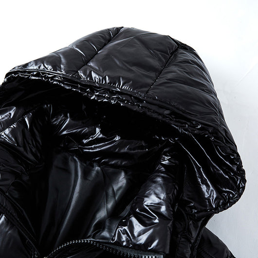 Chaqueta Acolchada Negra Brillante para Parejas - Image 9