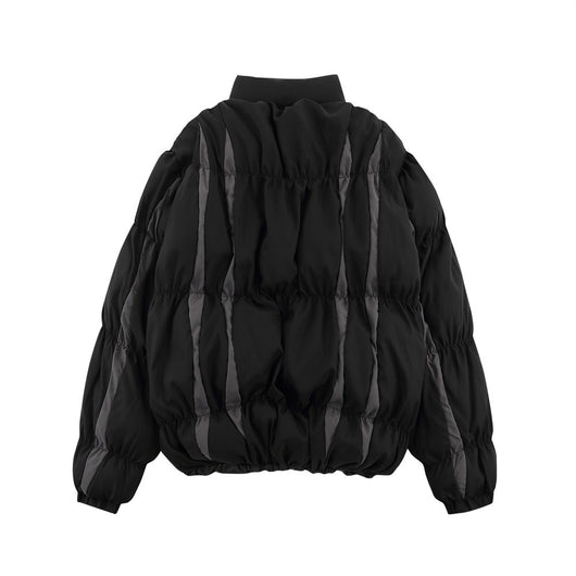 Abrigo Tipo Pan con Cuello Alzado y Costuras Plisadas en Contraste de Rayas para Hombre - Image 28