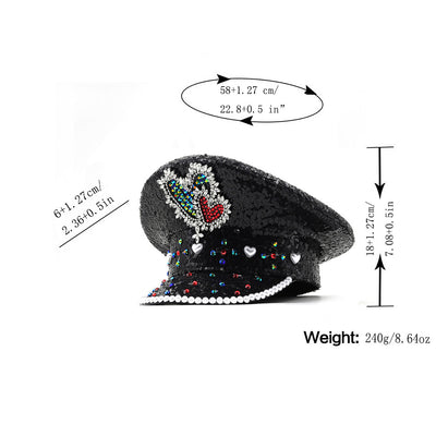 Gorra de Ala Ancha con Lentejuelas - Visor Diamond para Escenario y Presentaciones - Image 18