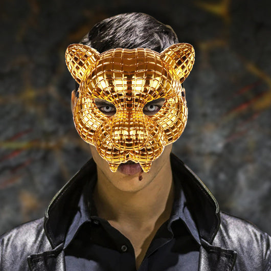 Máscara de Leopardo Dorado Halloween - Accesorios de Leopardo y Tigre para Fiestas y Performances - Image 8
