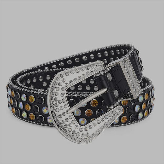Cinturón Punk Rock Unisex con Remaches y Cristales Brillantes - Image 31