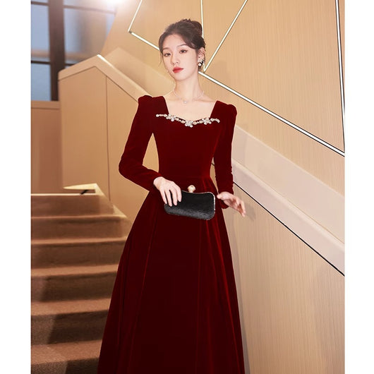 Vestido Largo de Noche Estilo Francés con Manga Larga para Mujer - Image 14