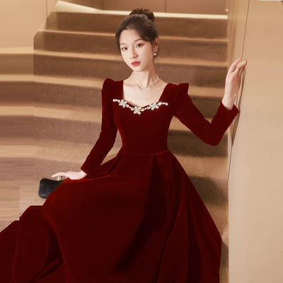 Vestido Largo de Noche Estilo Francés con Manga Larga para Mujer - Image 22