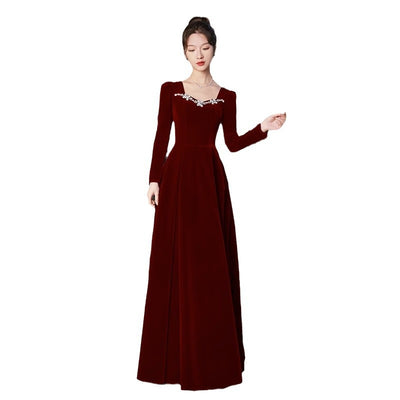Vestido Largo de Noche Estilo Francés con Manga Larga para Mujer - Image 26