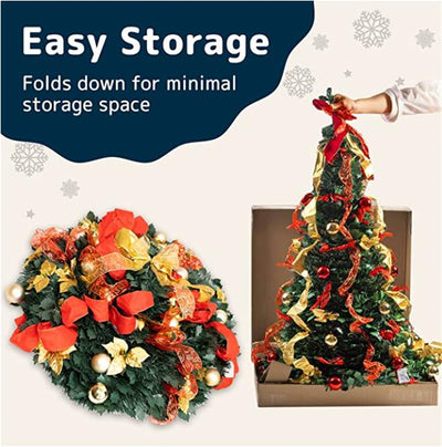 Árbol de Navidad Retráctil 1.8M con Adornos y Decoraciones Plegables - Image 6