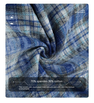 Camisa de Cuadros Hip Hop con Bordado de Letras y Solapa Floral - Image 22