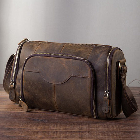 Bolso Bandolera Cuero Crazy Horse Gran Capacidad - Image 16