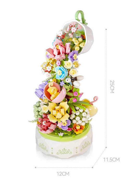 Caja de Música Decorativa con Bloques de Construcción Luminosos y Flores - Image 15