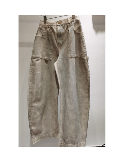 Jeans Anchos Desgastados con Estampado de Tinta Salpicada - Estilo Holgado y Moderno - Image 15