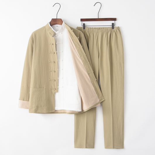 Traje Tres Piezas Slim Fit en Algodón y Lino para Hombre - Image 14