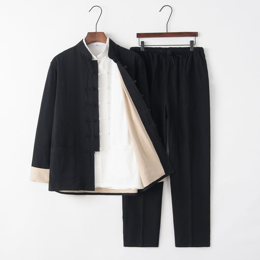 Traje Tres Piezas Slim Fit en Algodón y Lino para Hombre - Image 15
