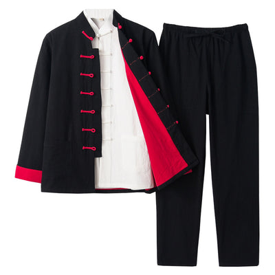 Traje Tres Piezas Slim Fit en Algodón y Lino para Hombre - Image 18