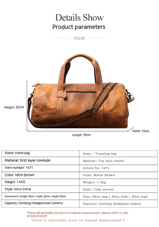 Bolsa de Viaje Portátil en Cuero Genuino para Hombre - Image 6