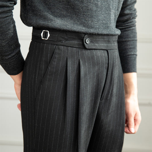 Pantalón Vintage Napoli a Rayas de Lana Talle Alto Recto - Image 10