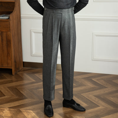 Pantalón Vintage Napoli a Rayas de Lana Talle Alto Recto - Image 11