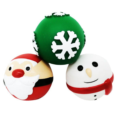 White snowman pet toy with black eyes, orange nose, smiling mouth, and red scarf, next to a potted plant. - Image 10