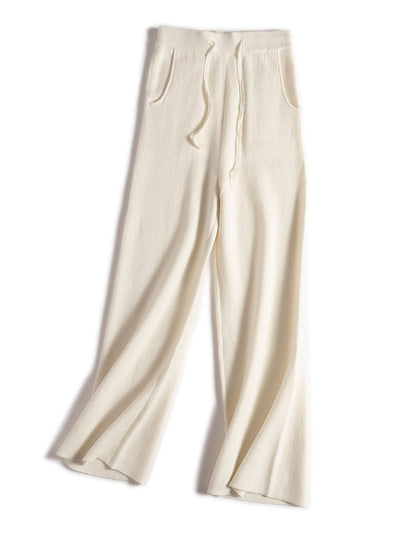 Pantalón Ancho de Cintura Alta con Cordón en Lana Suave y Textura Esponjosa - Image 10