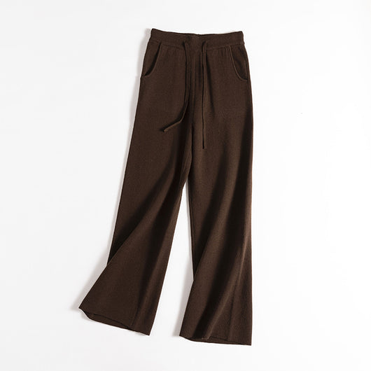 Pantalón Ancho de Cintura Alta con Cordón en Lana Suave y Textura Esponjosa - Image 15