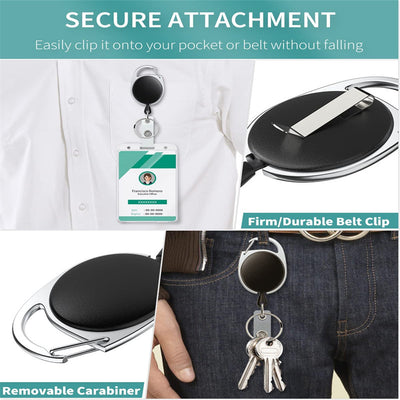 Portacédula Retráctil Negro con Clip de Seguridad - Image 6