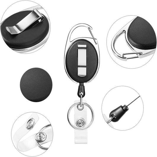 Portacédula Retráctil Negro con Clip de Seguridad - Image 9