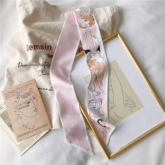 Pañuelo de Seda con Asa - Cinta Versátil para Cabello y Accesorios - Image 48