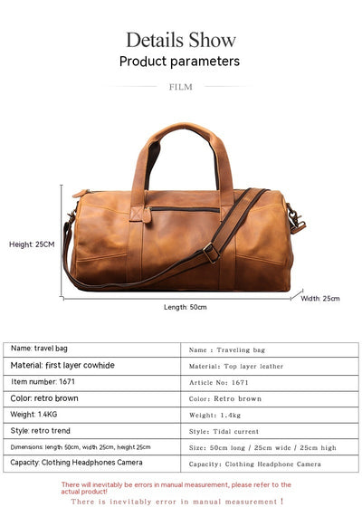 Bolsa de Viaje Portátil en Cuero Genuino para Hombre - Image 12